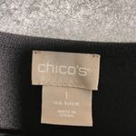 Chico's 1 M Black Long Sleeve Asymmetrical Scarf Print Sweater Top Photo 1