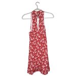 Lulu's Lean Close Floral Print Swing Dress Size XS Red Ivory White High Neck Photo 4
