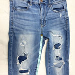 American Eagle  Outfitters Ripped Blue Skinny Jeans size 8 Regular Photo 6