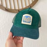 American Eagle  Green Blue Daisy Corduroy Trucker Snap Back Hat One Size Photo 0