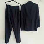 Vintage Wool Pant Suit Women Small Navy Double Breasted Minimalist Career Luxury Blue Photo 8