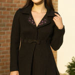 Betsey Johnson Vintage  embroidered long duster‎ over coat open front clasp Photo 0
