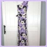 Dress the Population Bella Wisteria Floral Sleeveless Asymmetrical Neck Rouching Photo 3