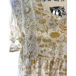 Hayden Los Angeles Women Boho Floral Peasant Top M Puff Sleeve Lace Trim Blouse Photo 1