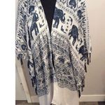 ELEPHANTS Duster Kimono Cardigan Coverup Boho Tassels ONE SIZE Blue Photo 0