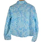 Lilly Pulitzer  Linen Button Down Shirt Blue White Coral Print Size Small‎ Photo 1