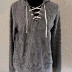 Maurice's 🎀 Black/White Striped Hoodie w/ Front Lace up🎀 ~med Photo 0