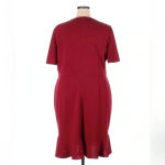 Kasper | Red Wine Fit & Flare Silhouette Ruffle Hem Cocktail Midi Dress Size XXL Photo 2