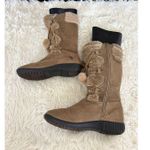 US Polo Assn Womens Boots 10 Brown Faux Suede Fur Trim PomPom Accents Photo 6