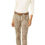 J. McLaughlin  Paisley Bohemian Lexi Jeans Size 12 Brown White Hippie Festival Photo 1