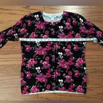 Loft - Floral Pink and Black Cardigan Size S Photo 4