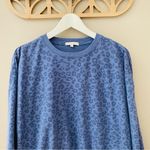 Z Supply  Leopard Print Pullover Sweater Blue/Purple Sz Small Photo 1