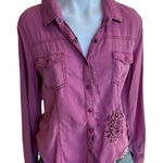 Rock & Roll Cowgirl Pink Embroidered Western Shirt LARGE Angel Wing Western RARE Photo 0