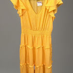 Jessica Simpson Yellow Wrap Dress, Size L New Midi Tiered Dress Photo 0