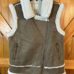 Joie  Women’s Asymmetrical Fleece Lined Full Zip Vest, Brown Size Medium (8351) Photo 0