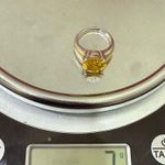 Vintage Sterling Silver 925 Citrine CZ Stone Mother Of Pearl Solitaire Ring Sz 7 Yellow Photo 14