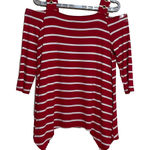 C. Oliver Striped Cold Shoulder Red White Stretch women's‎ shirt M Size M Photo 0