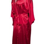 Vtg 1980s Expressions by California Dynasty Red Embellished Satin Silky Robe M Size M Photo 0