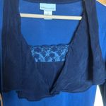 Soft Surroundings  Navy Blue Sweatshirt Dress w/ Lace & Rayon detail Size Medium Photo 1