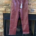 Nordstrom DAZE Denim Daily Driver faux vegan leather coated ankle jeans burgundy Photo 1