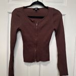 Hera Collection  Brown Ribbed Zip Long Sleeve Size Large Photo 0