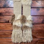 River Island Women's  Faux Fur Knit Scarf With Fringe Detail Photo 6