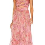 MISA Los Angeles pink chiffon midi dress in Muted Paisley Photo 1
