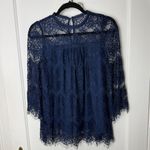 Blu Pepper  Blue Lace Boho Flowy Victorian Bell Sleeve Tunic Blouse Women's Small Photo 0