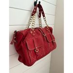 MANIA Women's Red‎ Leather Shoulder Bag w/ Gold Chain Handles made in Italy Red Photo 1