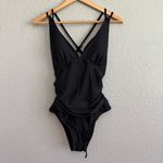 Black Swimsuit Lace‎ Up Open Back Size Large NWT Photo 1