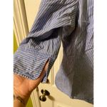 Blue white pinstripe 3/4 sleeve button up top size large Photo 1