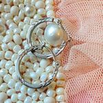 14K STS White Gold Hoop Earrings Textured Design Small Minimalist Lightweight Silver Photo 0