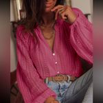Pink Oversized Button Down Long Sleeve Top Photo 0