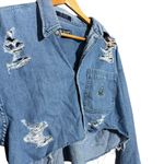 CHAPS ‎ DENIM CROPPED DISTRESSED JACKET SIZE MEDIUM Photo 2