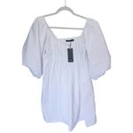 Nasty Gal NWT  Puff Sleeve Mini Dress White 2 Cottagecore Milkmaid Coquette Bride Photo 2