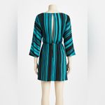 Elizabeth and James  Aqua Striped Silk Open-Back Dolman Mini Dress – Size 4 NEW Photo 1