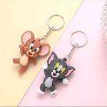 2pcs Cartoon Cat/Mouse Keychain Cute Animal Key Chain‎ Purse Bag Backpack Car Gray Photo 4