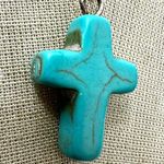 Howlite cross pendant necklace Blue Photo 2