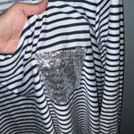 Avenue Women's Size 30 Black Striped 3/4 Sleeve Top Sequin Pocket Photo 6