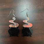 Cauldron with Iridescent Smoke Acrylic Dangle Earrings Black Photo 3