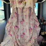 Magnolia Pearl Rare Stunning Pink and Cream Floral Victorian Dress one size Photo 0