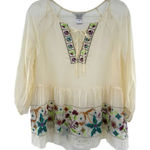 John Mark Tunic Womens S Ivory Sheer Silk Crosstitch Lace Up Boho Photo 0