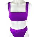 Agua De Coco Puple Square Neck Two Piece Beach Swimsuit Swimwear Bikini Set M Purple Size M Photo 0