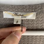 Andree by Unit  Sz S Blouse Embroidered Waffle Knit Tie Front Long Sleeve V-neck Photo 2