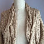 The Limited  vintage tan linen and cotton chunky cable knit open front cardigan Photo 2