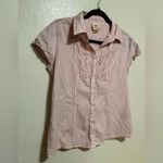 Faded Glory  Striped Button-Up Short Sleeve Blouse | Shirt | Top Photo 2