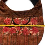 Handmade Boho Floral Embroidered Crossbody Bag Brown Red Patchwork Sling Purse Photo 7