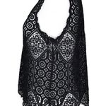 Deletta  Black Crochet Boho Knit Top XS Petite NWT Photo 2