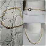 Vintage Pearl Necklace 925 Sterling Gold Tone Clasp Ivory Pearls Dainty Classic White Photo 1