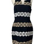 Katherine Kelly Sheath Dress Sleeveless Crochet Black Tan White Women’s Size 8 Photo 0